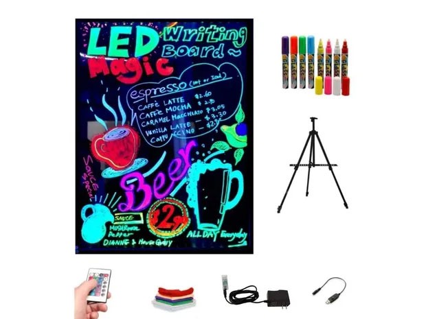 &uu PIZARRON LUMINOSO 50X70 + 8 MARCADORES SIN TRIPODE (4319)